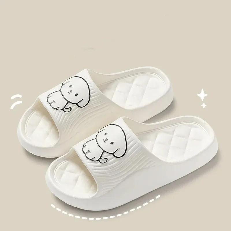 Fashion Cute Couple Pillow Slippers Female Summer Wear 2024 New Bathroom Bath Non-slip Indoor Home Eva Thick Bottom Sandals