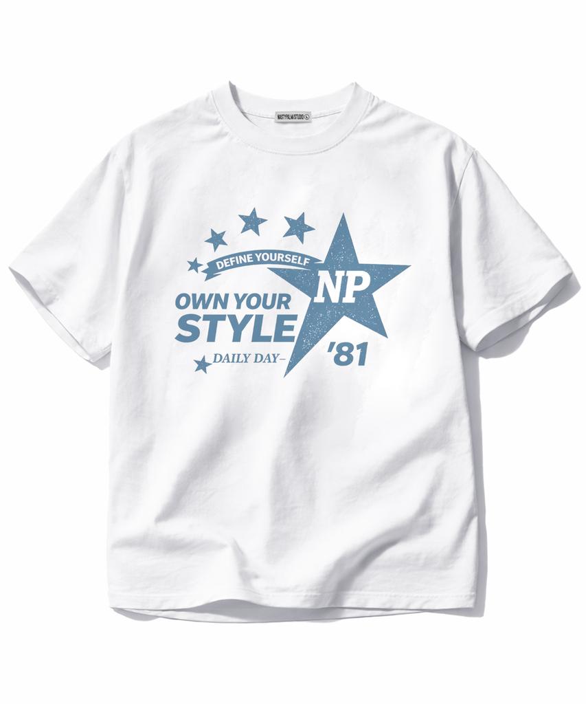 NP STUDIO 81 Star Oversized Short Sleeve T-Shirt [ White ]