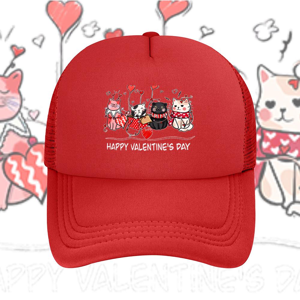 Cats hearts Valentines gift love Baseball Cap Anime Graphic Hats Adult Unisex Women Sports Outdoor