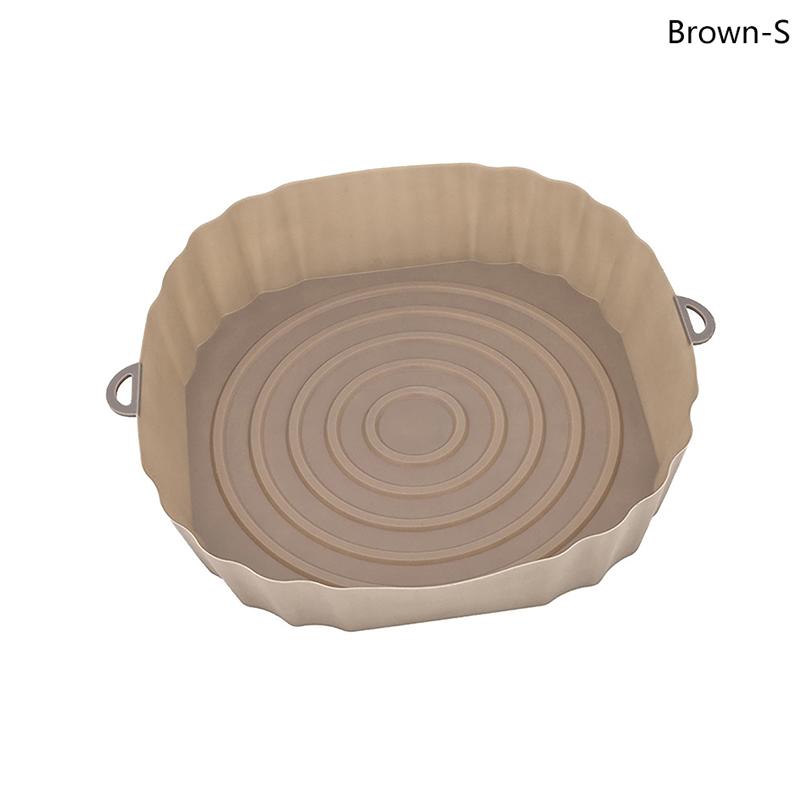 

Silicone Air Fryer Basket Liner Reusable Round Paper Pot Tray Heat Resistant Non-Stick Baking Replacement Grill Pan Kitchen Oven S коричневий