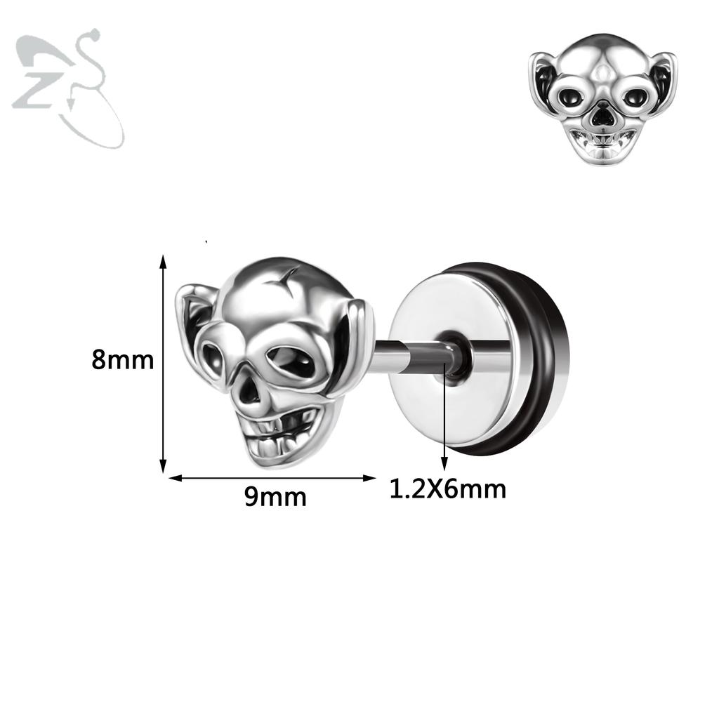 ZS 1PC 16G Cross Skeleton Finger Stainless Steel Stud Earring For Women Men Punk Rock Ear Conch Tragus Cartilag Helix Piercings