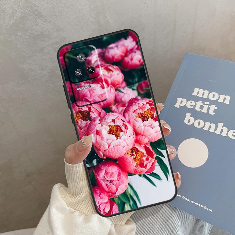 Elegant Pink Purple Peony Flower Case For POCO F5 C40 M5s F3 X4 F4 GT M4 X3 X5 Pro Cover For Xiaomi 12T Pro 11T 11 12 13 Lite