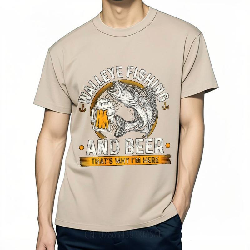 Vintage Tshirt New Arrived Boys Oneck tshirt Big size Walleye Fishing And Beer Thats Why Im Here Anime Teenagers tops