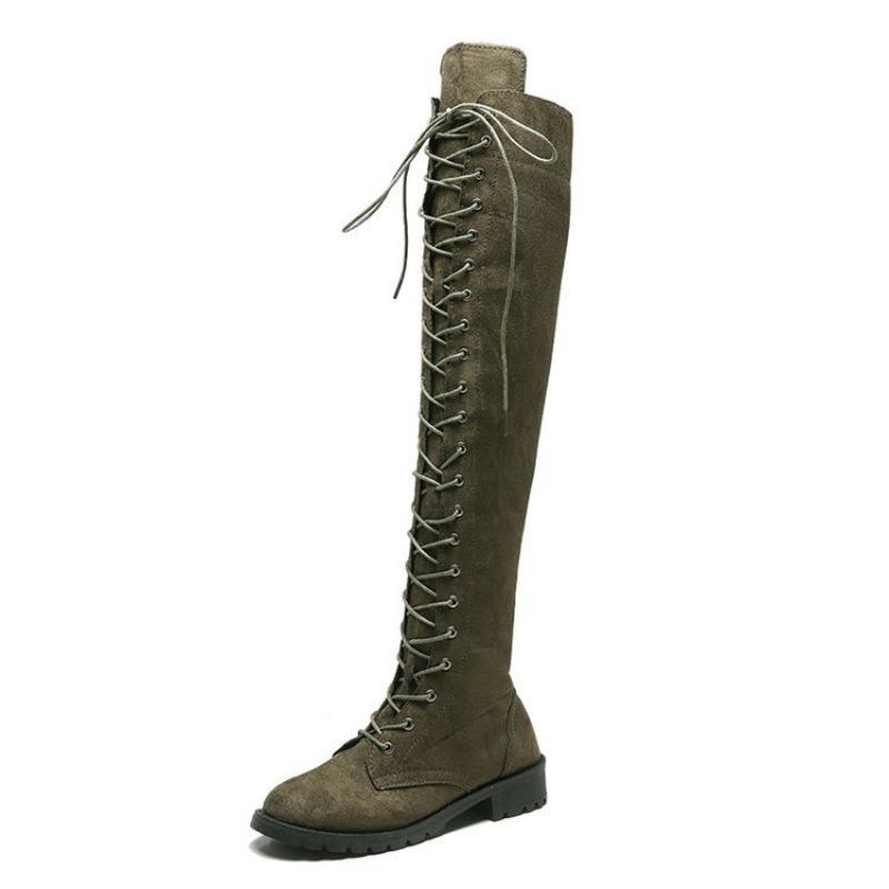 Hot Sale Large Size -3 Size Flat Bottom Over Knee Women's Boots Autumn and Winter New Suede Locomotive Boots