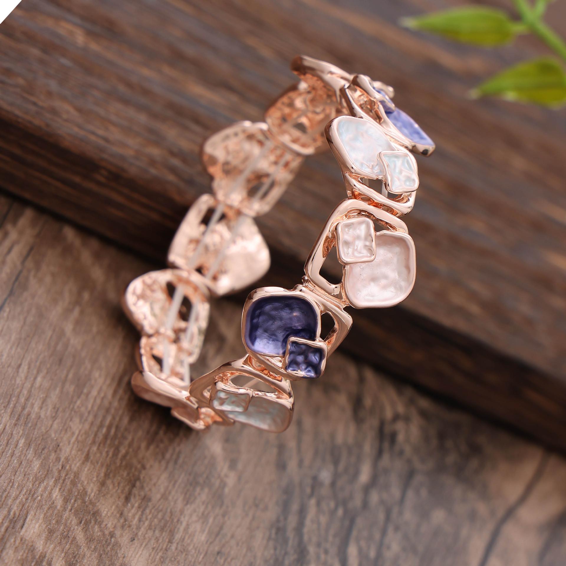 

Цветной расписанный маслом квадратный геометрический эластичный браслет, модный персонализированный мужской и женский универсальный геометрический браслет Elastic adjustable