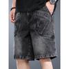 High-end Denim Shorts Men's Summer Washed Old American Retro Five-point Pants Loose Trend Tooling Middle Black Cargo Pants