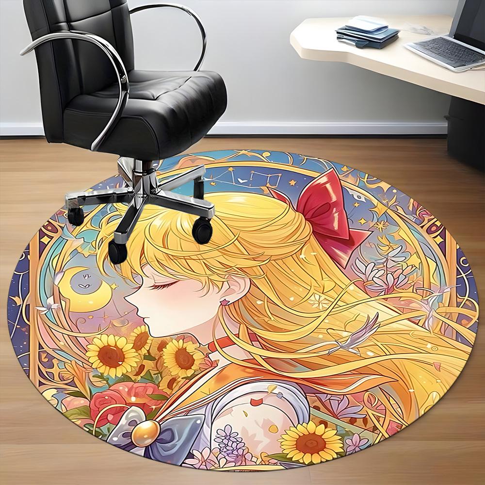 1pc Sailor Moon Chair Carpet for Office Non-Slip,Machine Washable Rug for Office, Room - Holiday Decor - Machine Made yy251017299