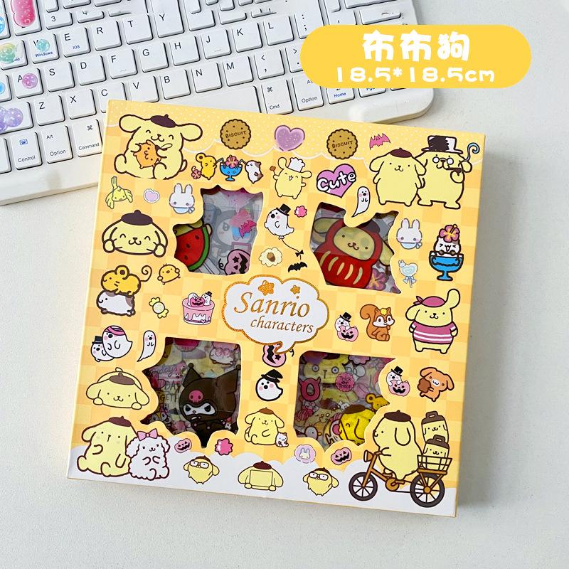 

100PCS No Repeat Boxed Stickers Kuromi Cinnamo Cute And Charming Cartoon DIY Glitter Journal Decoration Stickers designed for Children Girls Present