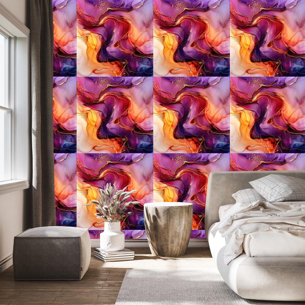 Ink Wallpaper Red, Purple and Peach 50x1000