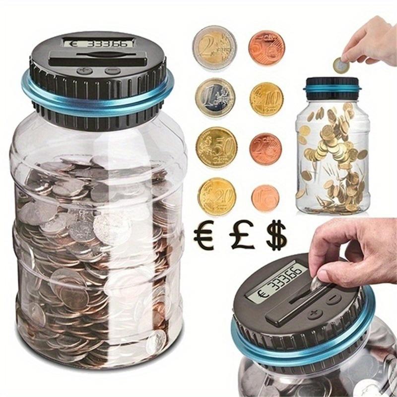 Clear Coin Saver, Battery Operated Money Bank, Large Bucket Savings Box for Teenagers and Adults, Christmas Gift