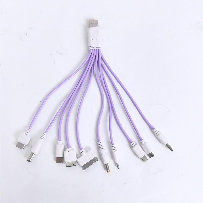 10-in-1 Universelles Multi-Kopf-USB-Ladekabel Schnellladekabel Tragbares Kabel für Handy Ohrhörer Powerbank Outdoor-Nutzung