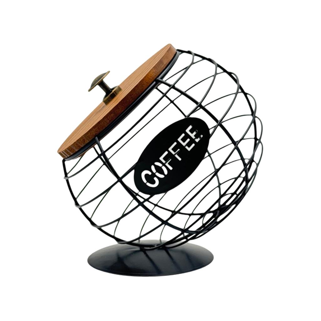 Iron Art Fruit Storage Basket Large Capacity Coffee Capsules Organizer Espresso Pods Dispenser for Kitchen Countertop
