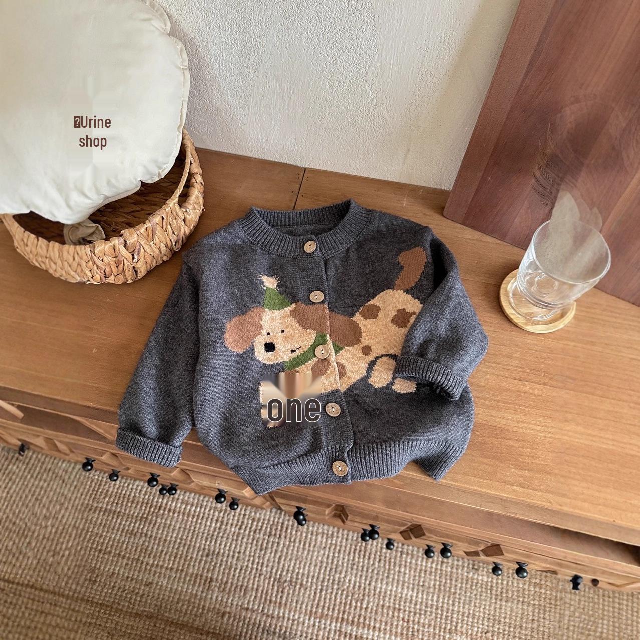 

Children s Jacquard Knit Puppy Sweater - Autumn/Winter 2025 Collection 110 cm серый