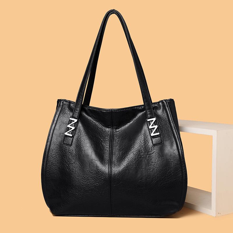 2026 Retro Women's Large Capacity Soft Leather Tote - Casual Single Shoulder Underarm Bag