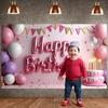 Happy Celebration Display Gold Gray Balloons Birthday Event Backdrop Birthday Party Backdrop Festive Party Decoration Banner