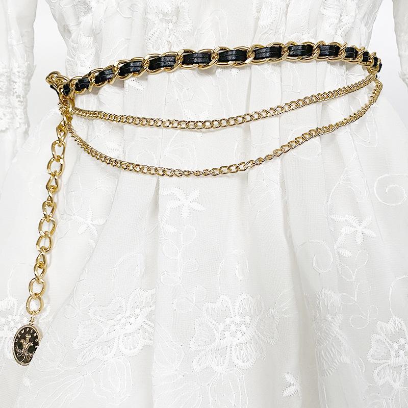 Französische Metall Dünne PU Geflochtene Taillenkette Gürtel – Dekorative Koreanische Stil Accessoire für Damen