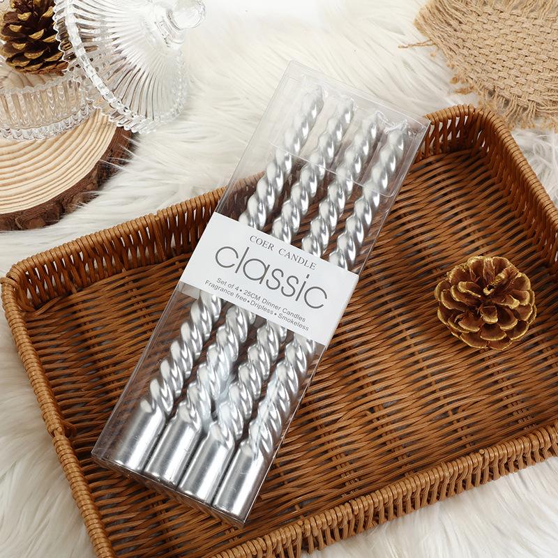 European Style Long Pole Colorful Thread Candle Romantic Candlelight Dinner Decoration Wedding Candlestick Candle