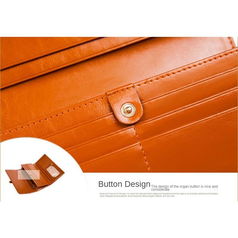 Dreifach-Damen-Geldbörse aus reinem Leder, lange Schnallen-Ledertasche, Echtleder-Multi-Card-Geldbörse mit großer Kapazität, Damen-Geldbörse, Leder-Geldbörse