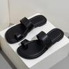 Women's Genuine Leather Large Flat Toe Post Casual Flip Flops - Non-Slip, Fashionable and Simple Design for Beach Wear