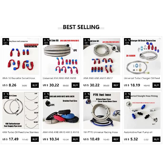 1/8 NPT Turbo Oil Feed Line AN4 Oil Return Line Kit Feed Line 30~500CM Stainless Steel Braided 0-90 Degree End Straight Hose