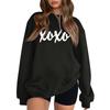 Women's Fashion Round Neck Long Sleeve Solid Color Letter Top Sweatshirt
