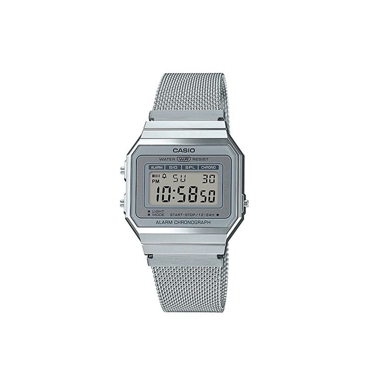 Casio Youth Series Metal Square Retro Fashion Minimalist Classic Square Quartz Movement Stainless Steel Strap Unisex Watches White A700WM-7A