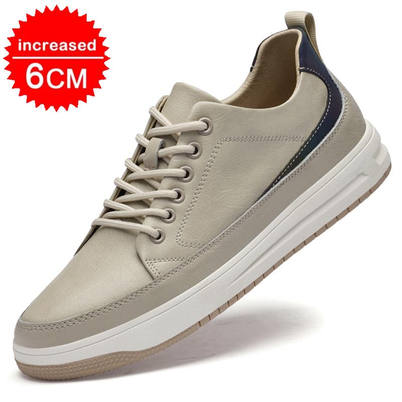 

6cm Skateboard Board Elevator Shoes Men Sports Casual Sneakers Height Increasing Shoes 2025 Invisible Man Taller Lifting Flats 37