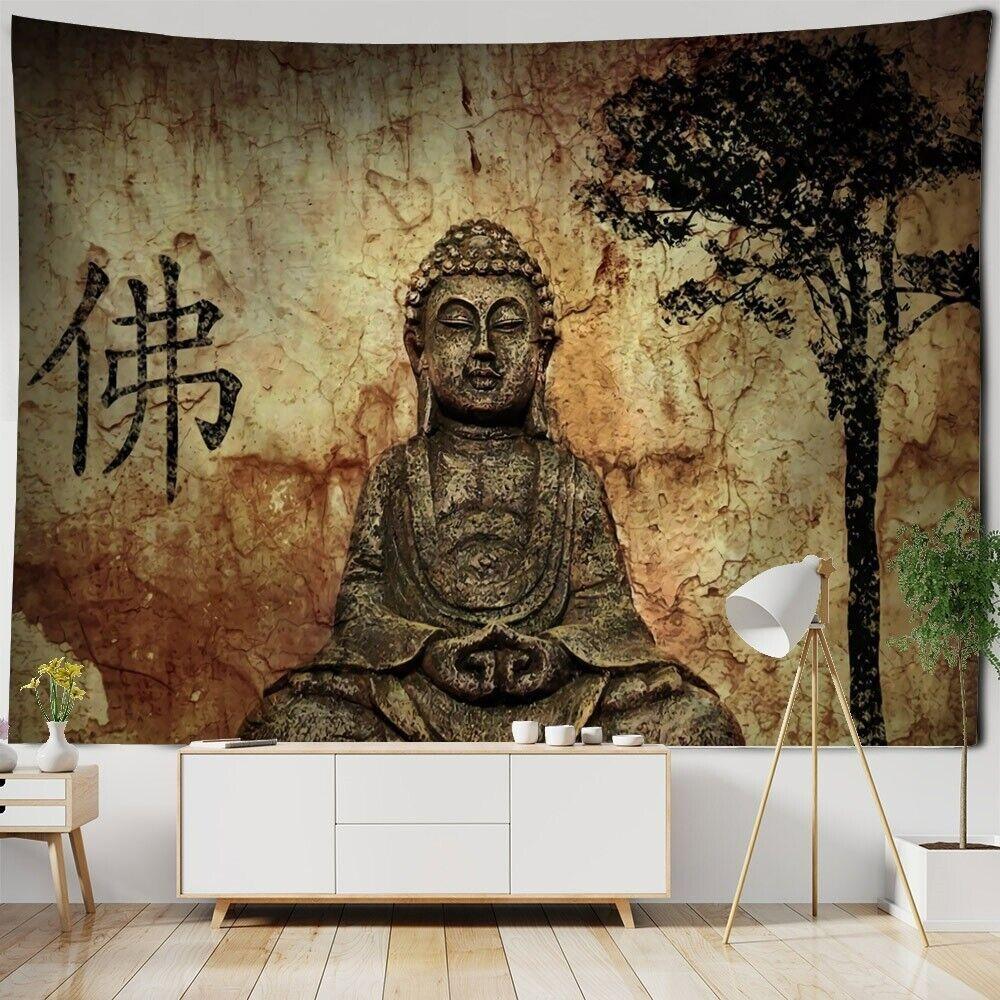 Tapestry with Buddha statue on the wall 75x100