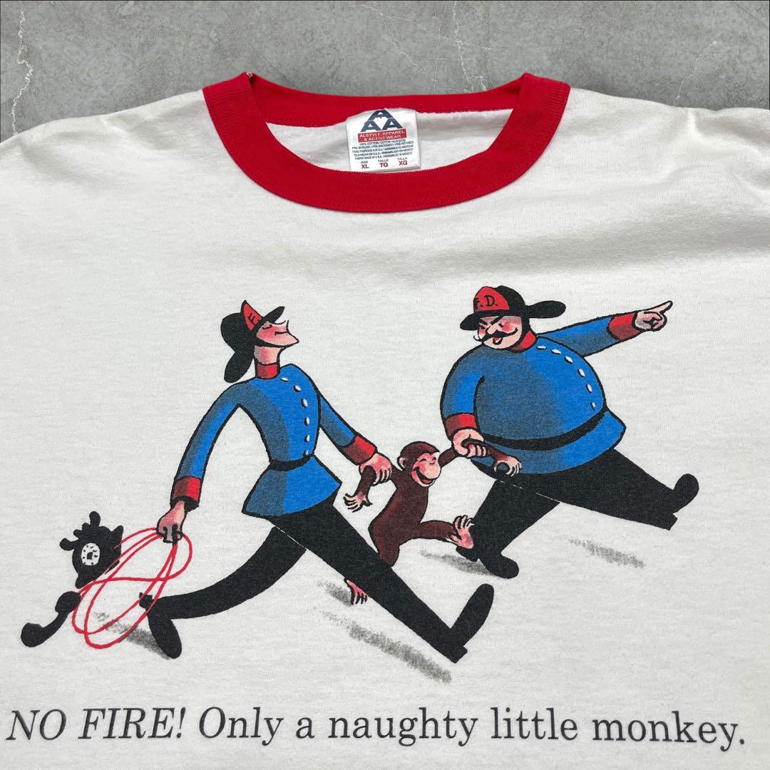 

[USED] 90s 00s Curious George Ringer T-shirt Anime T-shirt Vintage T-shirt Character T-shirt
