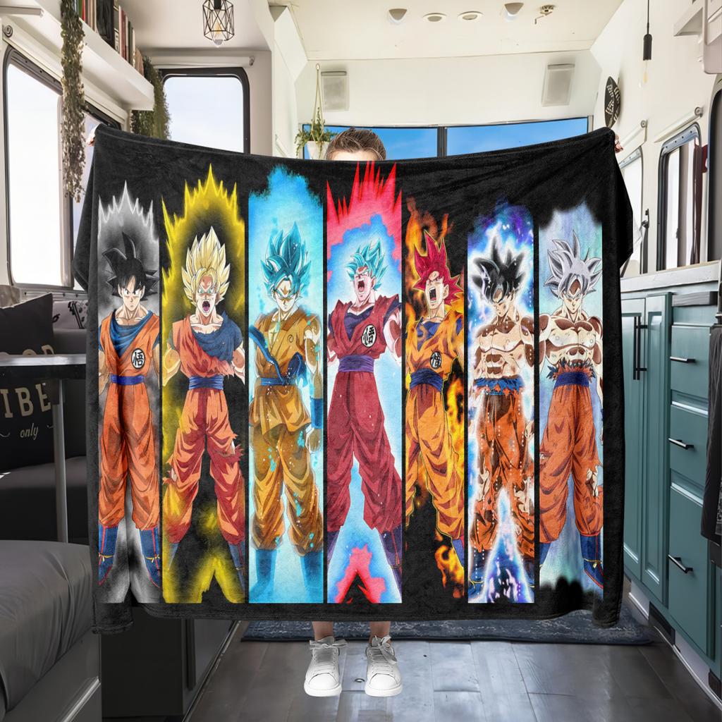 1 Stück Dragon Ball Super Aufdruck Flanelldecke, Hohe Qualität für alle Jahreszeiten, Heimdekoration, Wärme und Komfort, Perfekt für Weihnachtsgeschenke