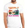 European Sizes Retro Style Men'S T-Shirt with Boombox Graphic And Text Keeping It Old School for Casual Wear In Spring And Summer Perfect Gift