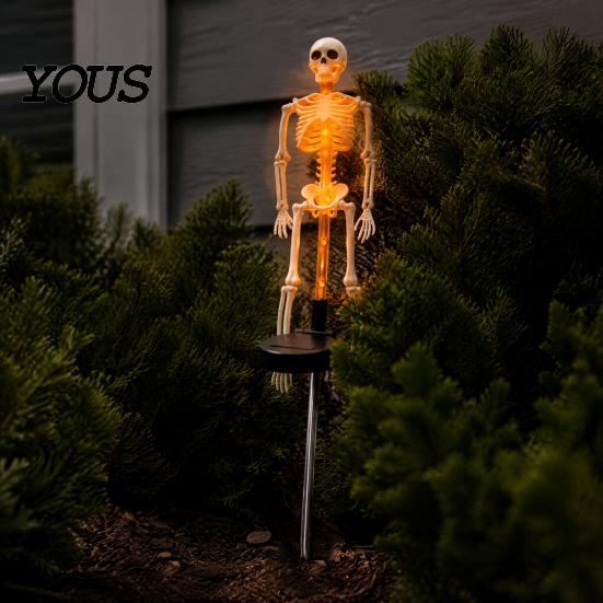 Akcesoria na imprezę Halloweenową na ścieżki 2 szt. Solarna Lampa-Palik Szkielet, Świecąca Realistyczna Figurka, Wodoodporne Oświetlone Akcenty Ogrodowe Lampa na Trawnik Zewnętrzna