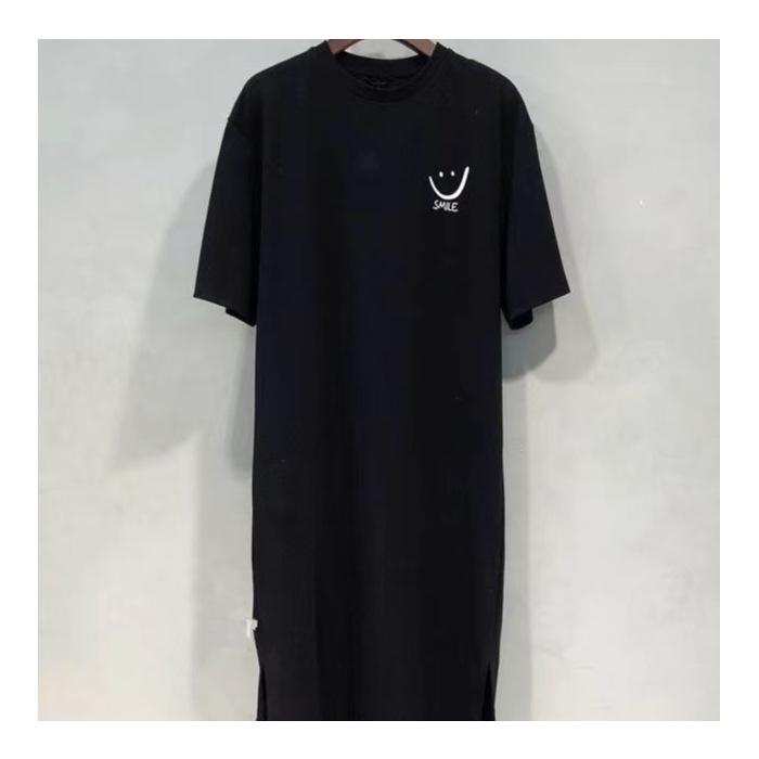 Robe longue à manches courtes et longueur genou pour femme, tenue ample fendue, grande taille, vêtements d'intérieur, été