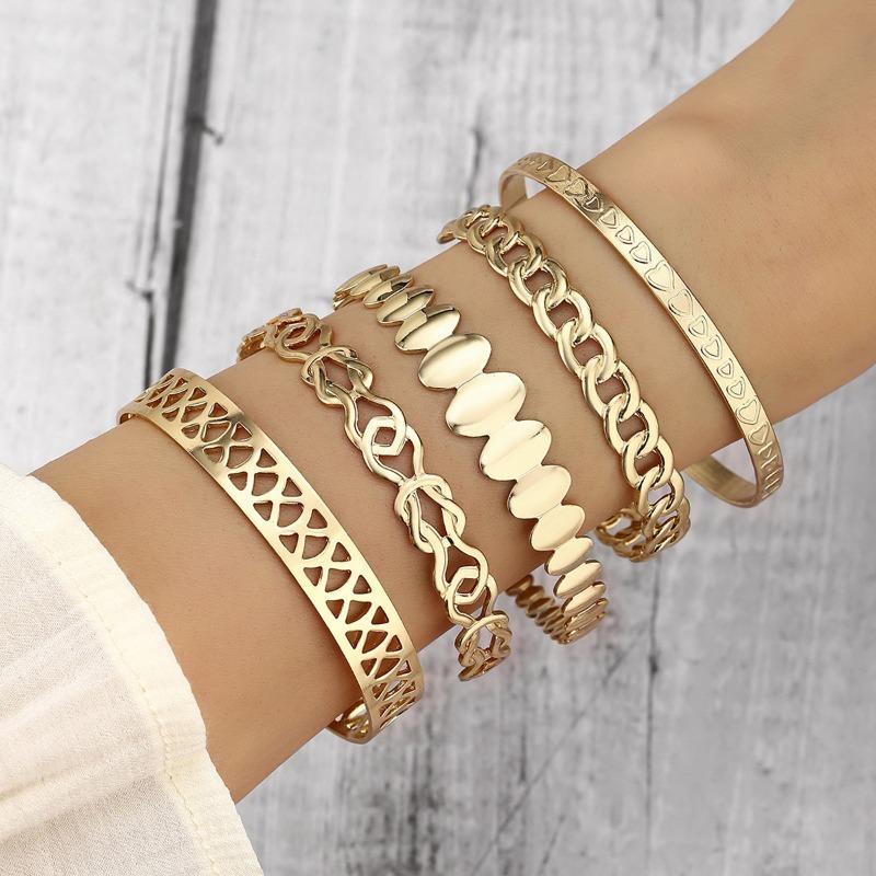 Jewelry, Rhombus Twist Glossy Bracelet Set, Irregular Punk Bracelet Set