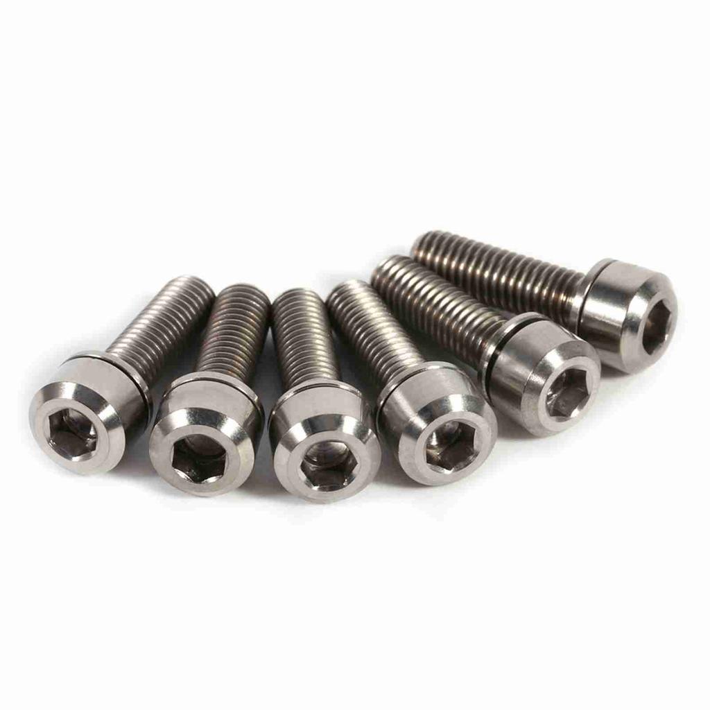 6pcs Titanium Alloy M5 X 18mm Bolts Screw With Washers Set For MTB Bicycle Stem