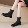 Schwarze, echte Damen-Ankle-Boots mit seitlichem Reißverschluss, Chelsea-Stil, Vintage-Braun, Autumn Knight, Botines Femmes