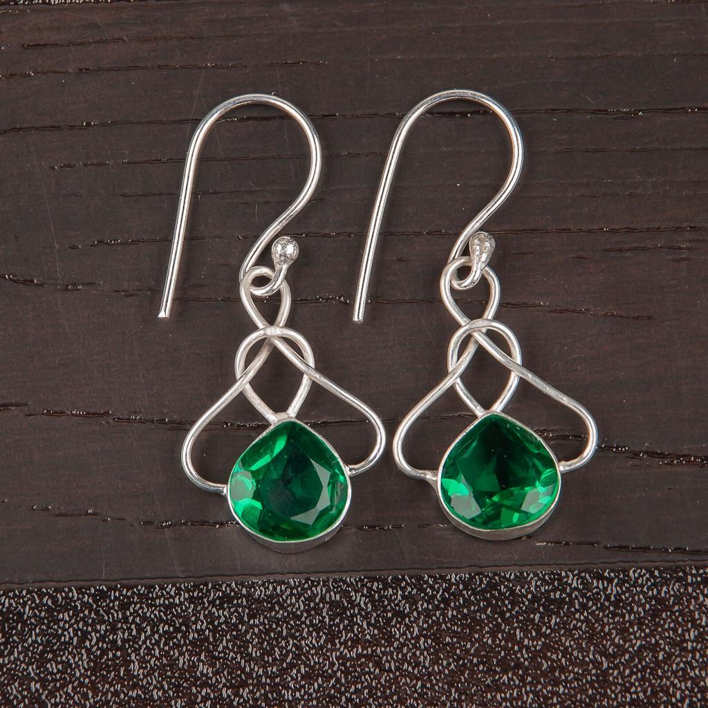 Chrome Diopside Gemstone 925 Sterling Silver Jewelry Handcrafted Earrings 1.50" EE-2-7