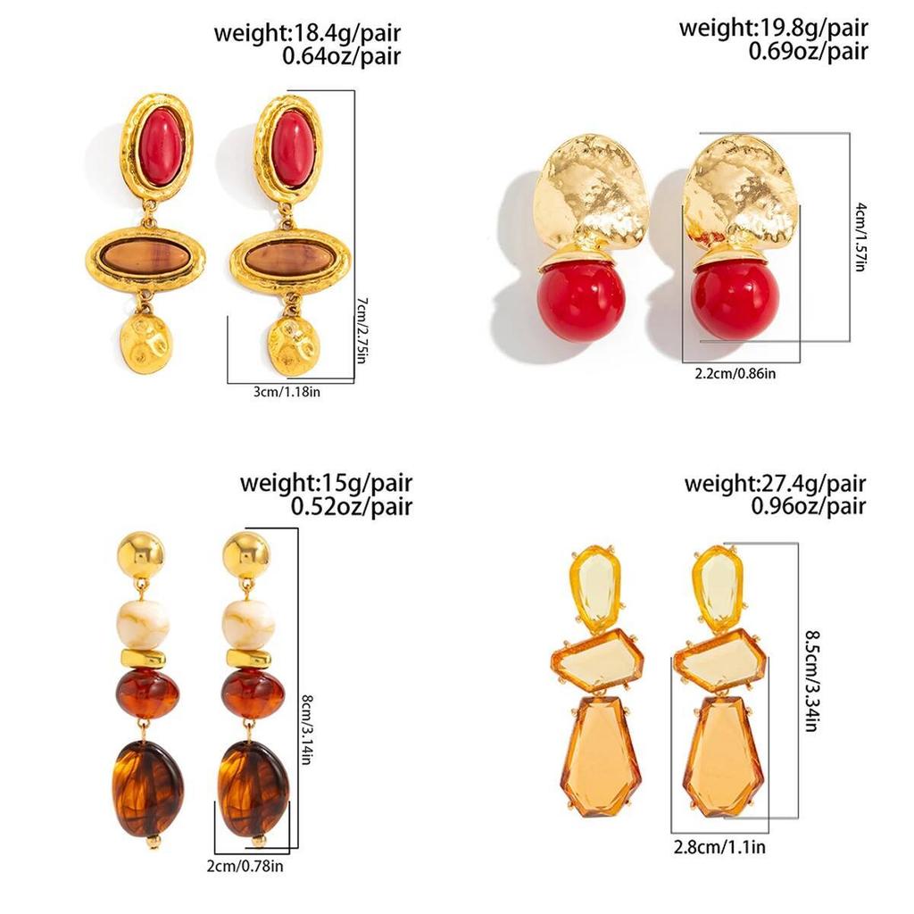 Salircon Set da 7 Pezzi Nuovi Orecchini a Goccia Geometrici in Resina Vintage Gioielli per Orecchie Femminili Regalo per Feste Banchetti