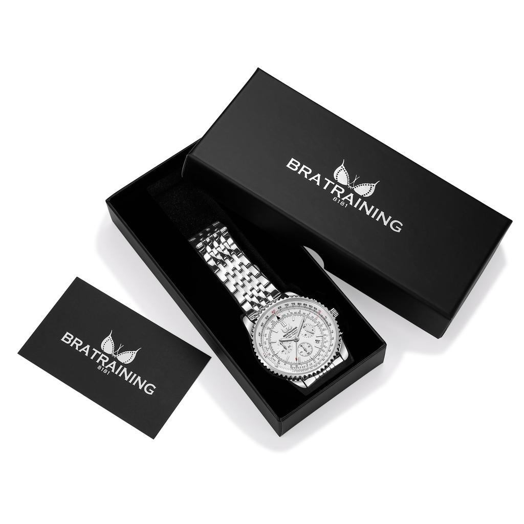 BRATRAINING Watch Quartz Watch Waterproof for Daily Life Men's (Metal White)