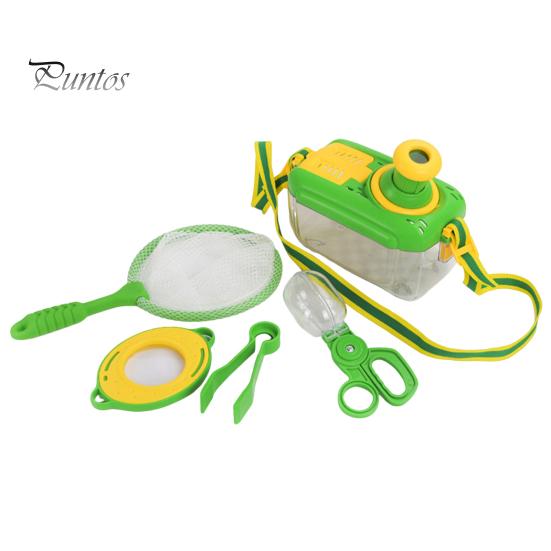 Kids Nature Exploration Set Animal Catcher Kit with Viewer Box Butterflies Net Scissor Clip Observation Tools Tweezer Magnifying Glass Outdoor