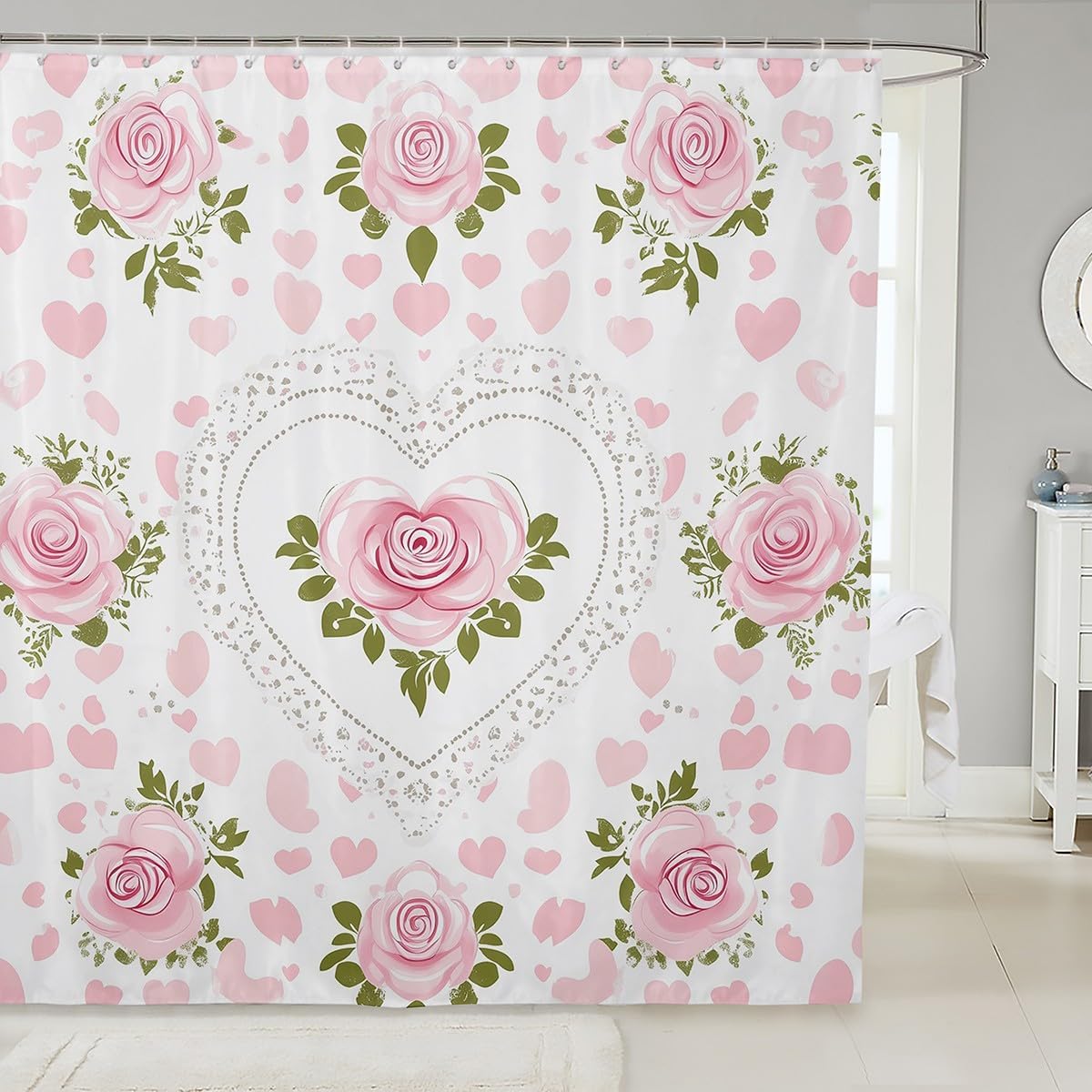 

Cherry Blossom Fabric Shower Curtain,Japanese Style Pink Blooming Floral Bath Curtain For Bathroom,Natural Garden Pink Red W60H190(CM)-1 Pcs