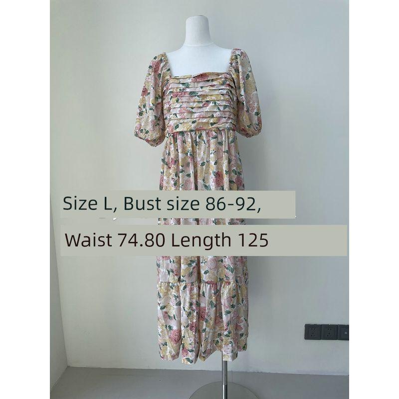 2025 Summer New Niche Australian Single Bourette Vacation Wear Color Floral Skirt Romantic Color Dress