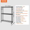 Heavy Duty Clothes Rack, Rolling Clothing Garment Rack with 3 Storage Tiers, 2 Rods and 2 Pairs Side Hooks, Adjustable Height Clothing Rack Closet for
