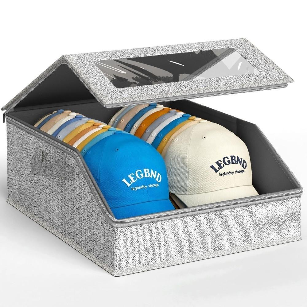 24 Cap Capacity Hat Storage Box Clear Window Cap Storage Case  Closet Storage