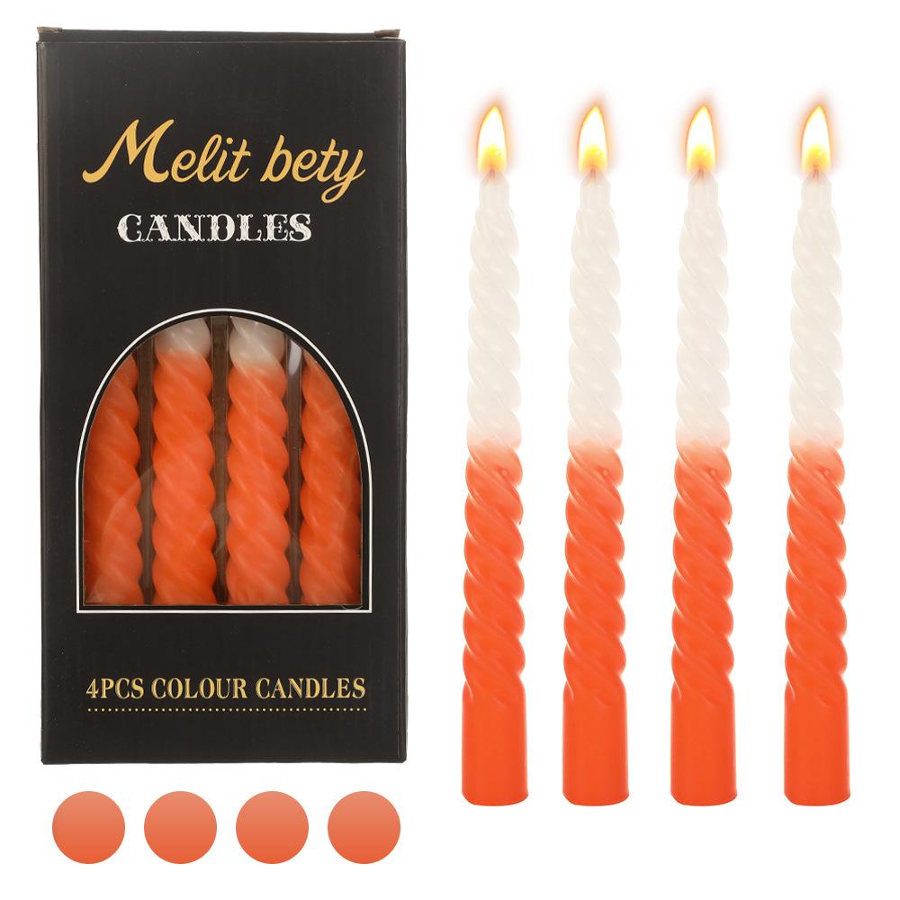 

Gradient Morandi Color Threaded Long Rod Candle Home Non-romantic Wedding Spiral Candlestick Rod Wax 20 thread (orange and white)
