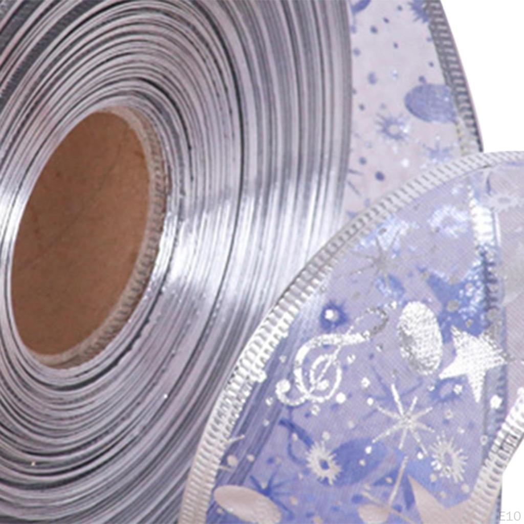 Christmas Ribbon Decorative 100yds Length 5cm Wide Wired Edge Ribbons Festival Gift Wrapping