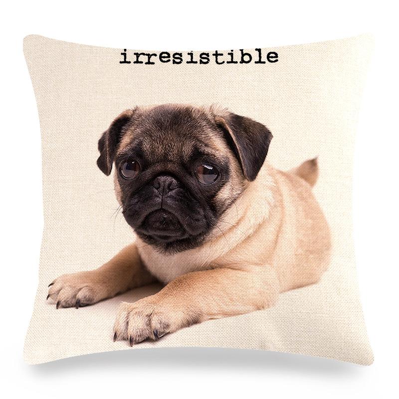 Cute Pet Pug Dog Digital Printing Short Plush Pillow Covers Decorative For Car Sofa Office Cushion Cover Home Goods 60X60Cm