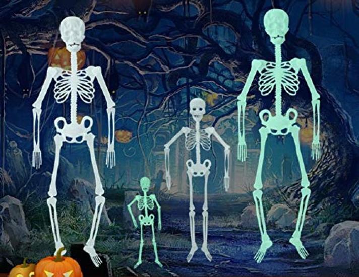 Svítící Kostra Panenka 30cm Sada 3 Luminous Skeleton Toy Party Room Autodekorace Hororová Figurka