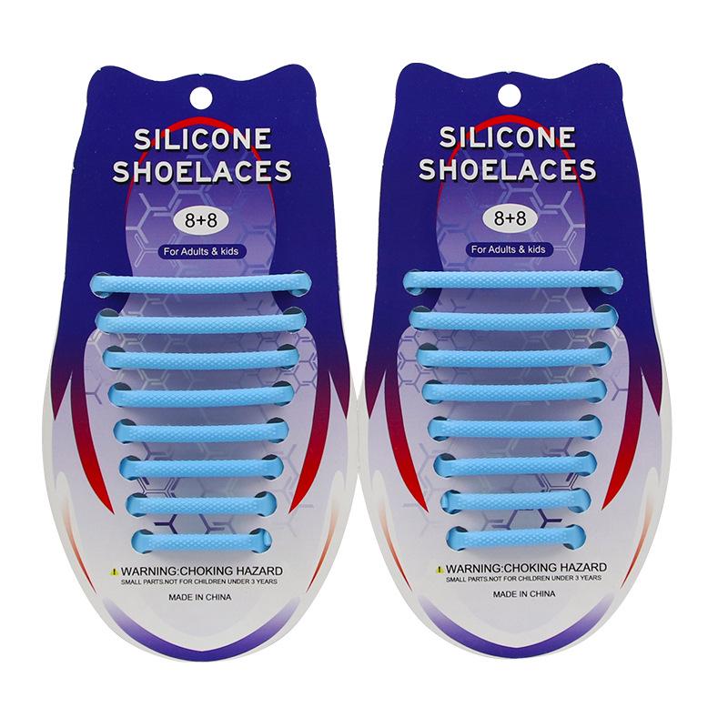 16Pcs Round Silicone Shoelaces without ties No Tie Shoe laces Elastic Laces Sneakers Kids Adult Rubber Quick Shoelace for Shoes