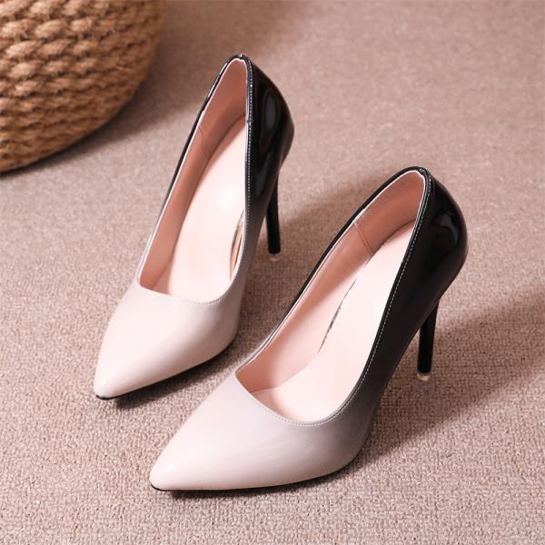 Fashion African Woman Shoe High Heels Pointed Toe 2025 Patent Leather Sexy Pump Work Dress Professional Burgundy Spikes Latest Beige Cro